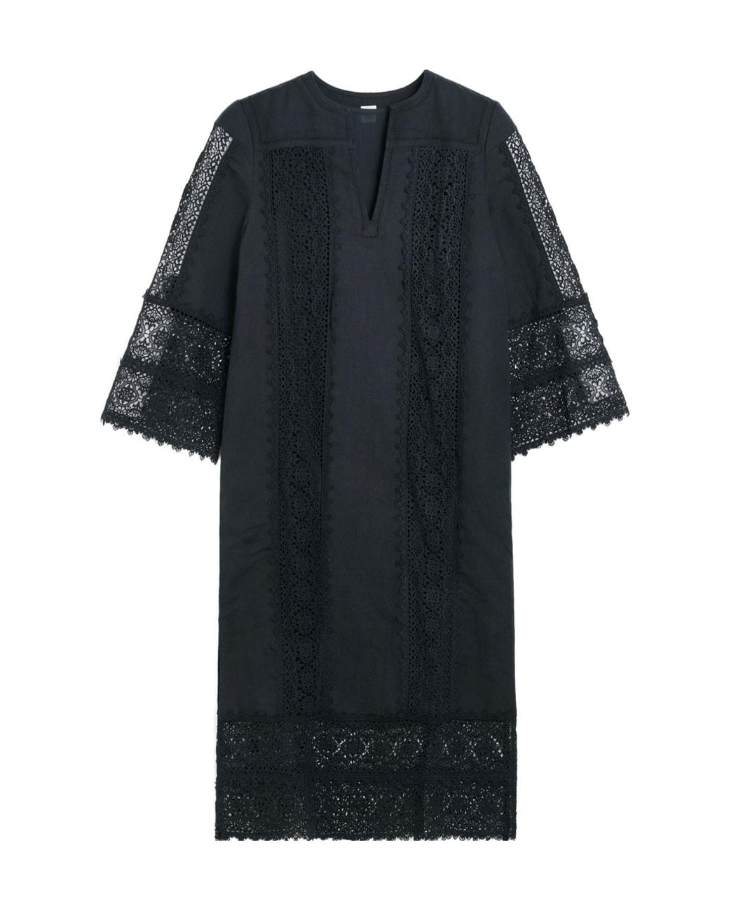 By Malene Birger Black Lace-Panel Midi Dress