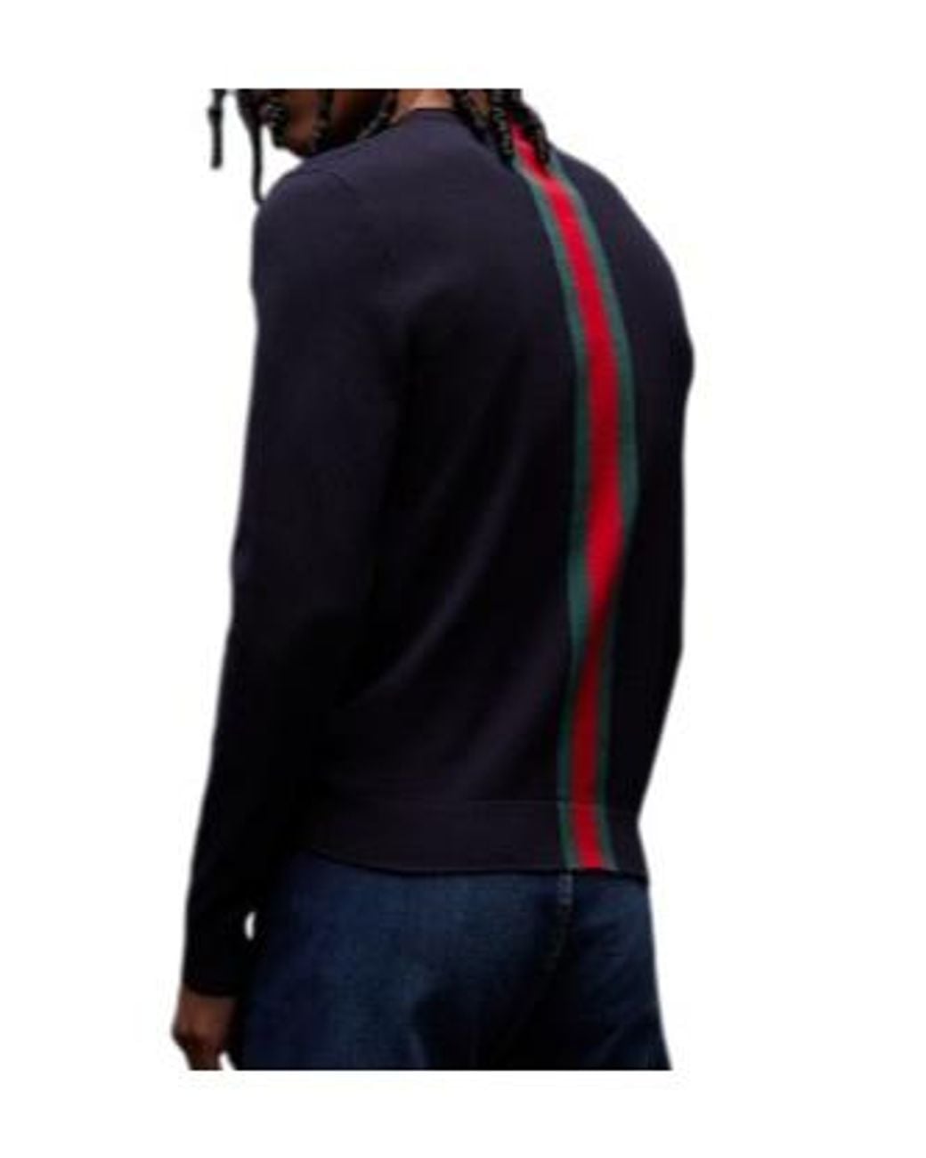 Gucci Blue Web Intarsia Knitted Jumper for men