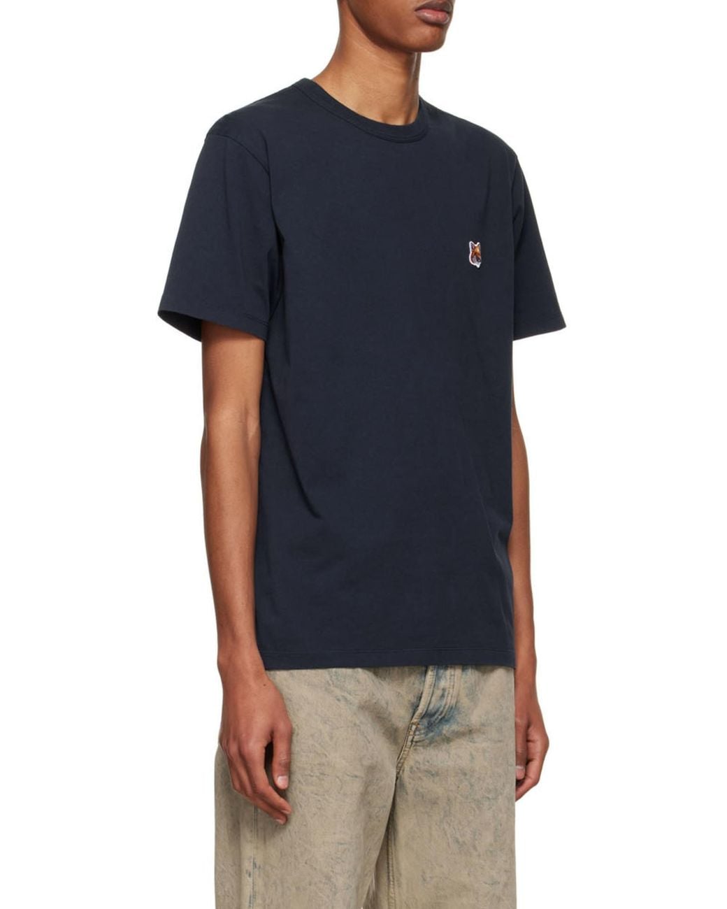 Maison Kitsuné Black Maison Kitsuné Fox Head Patch T-Shirt for men