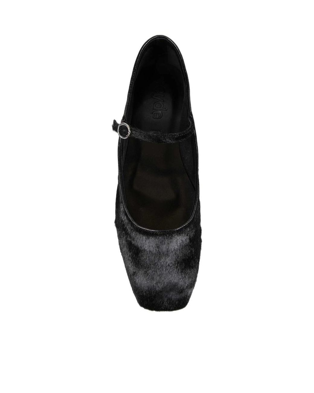 Aeyde Black Mary-Jane Pony Hair Strap Ballet Flats