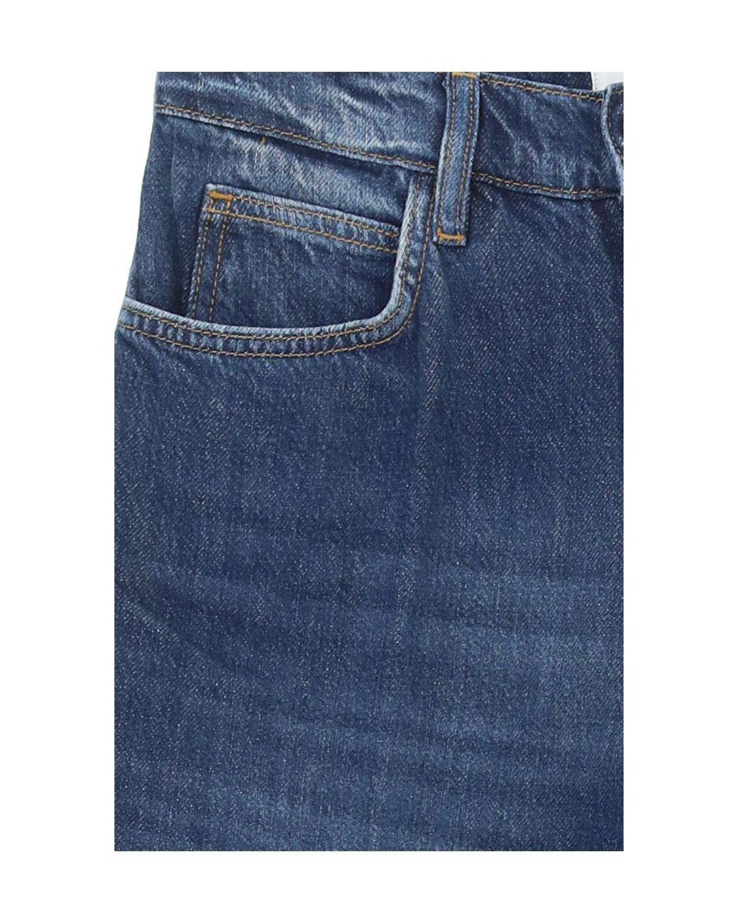FRAME Blue High-Waist Wide-Leg Jeans