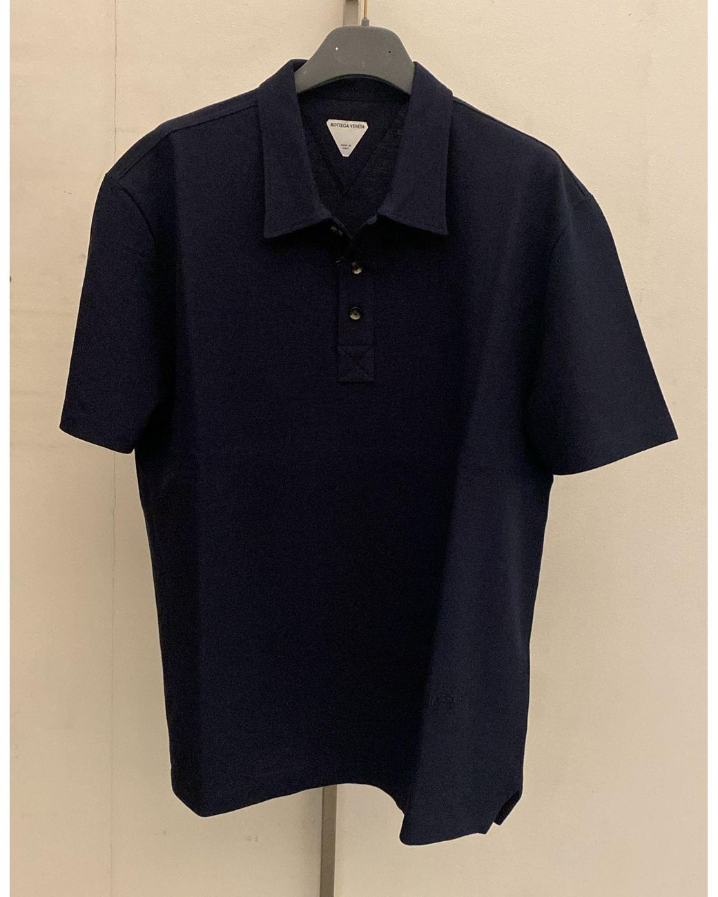 Bottega Veneta Blue Logo Embroidered Short-Sleeved Polo Shirt for men