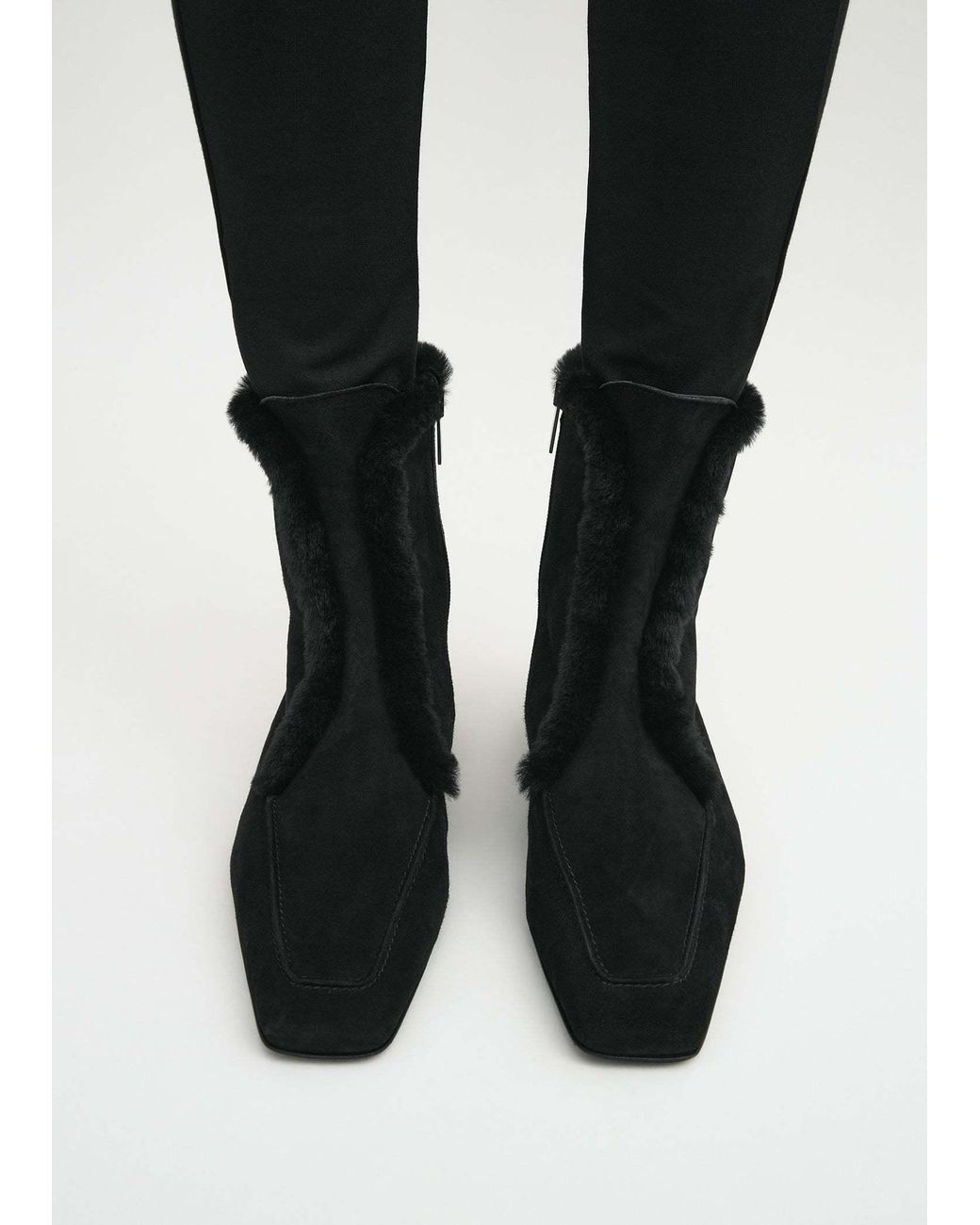 Totême Black Square Toe Ankle Boots
