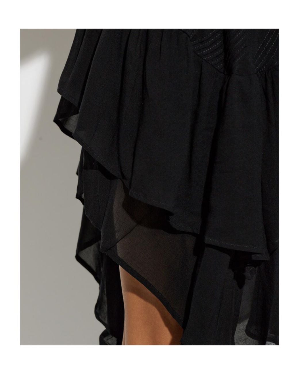 AllSaints Black Gretel Asymmetric Layered Midi Dress