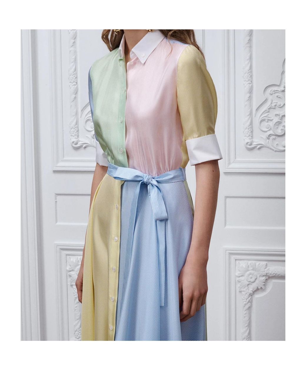 Dior Blue Iviera Mid-Length Belted Shirtdress