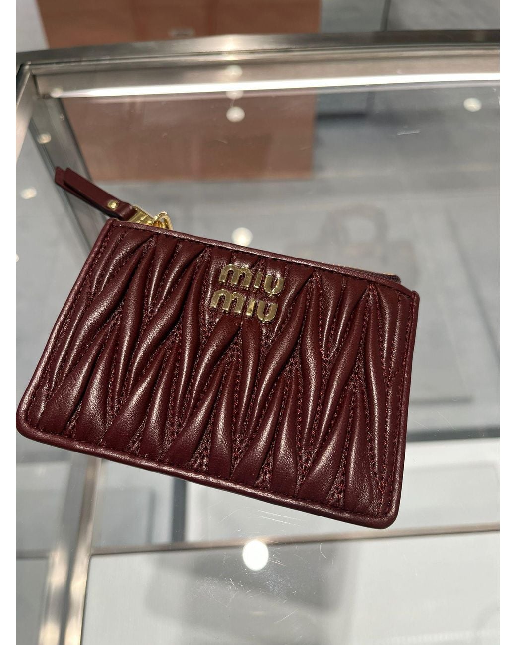 Miu Miu Purple Matelassé Zip Card Wallet