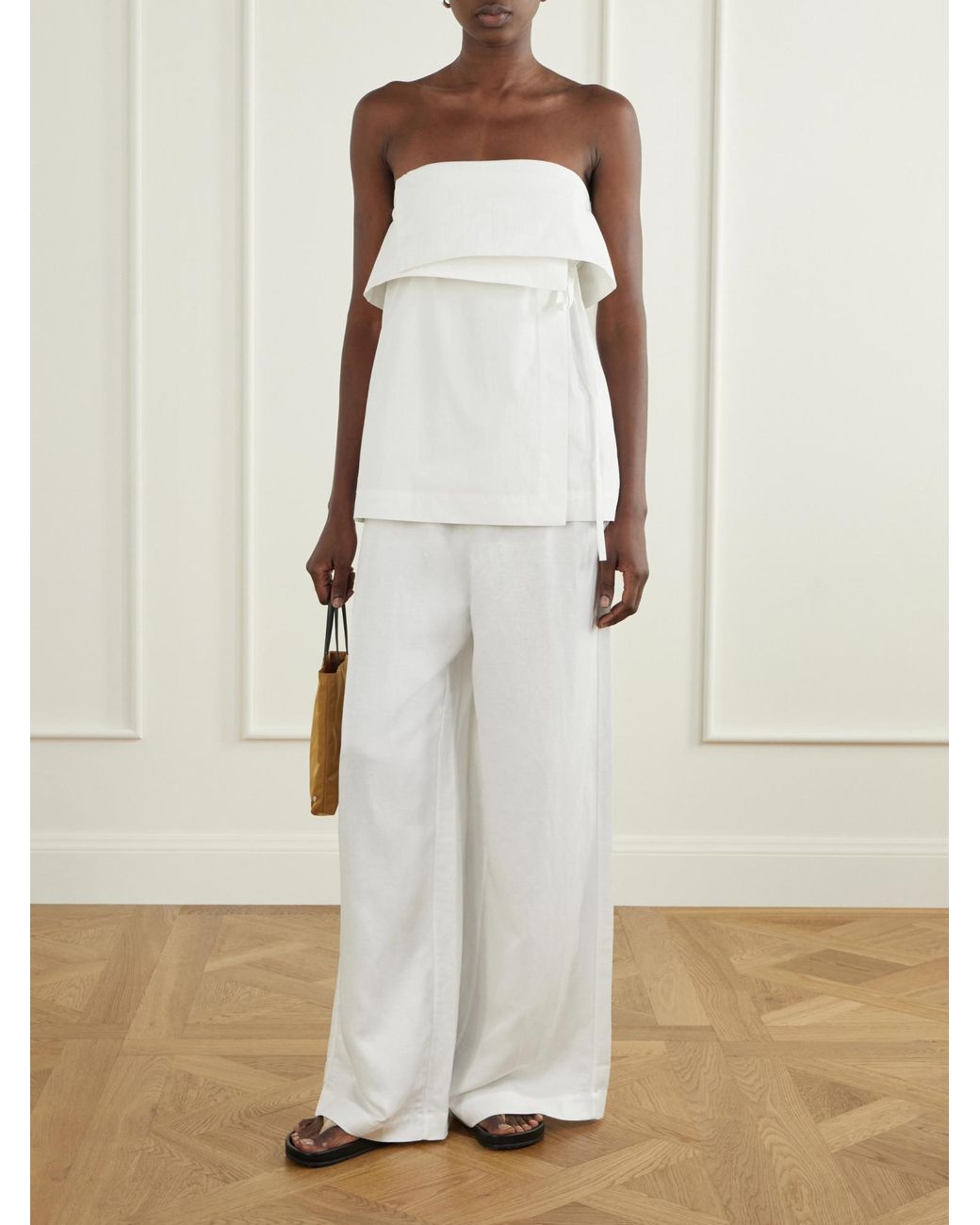 St. Agni White Cotton Strapless Top