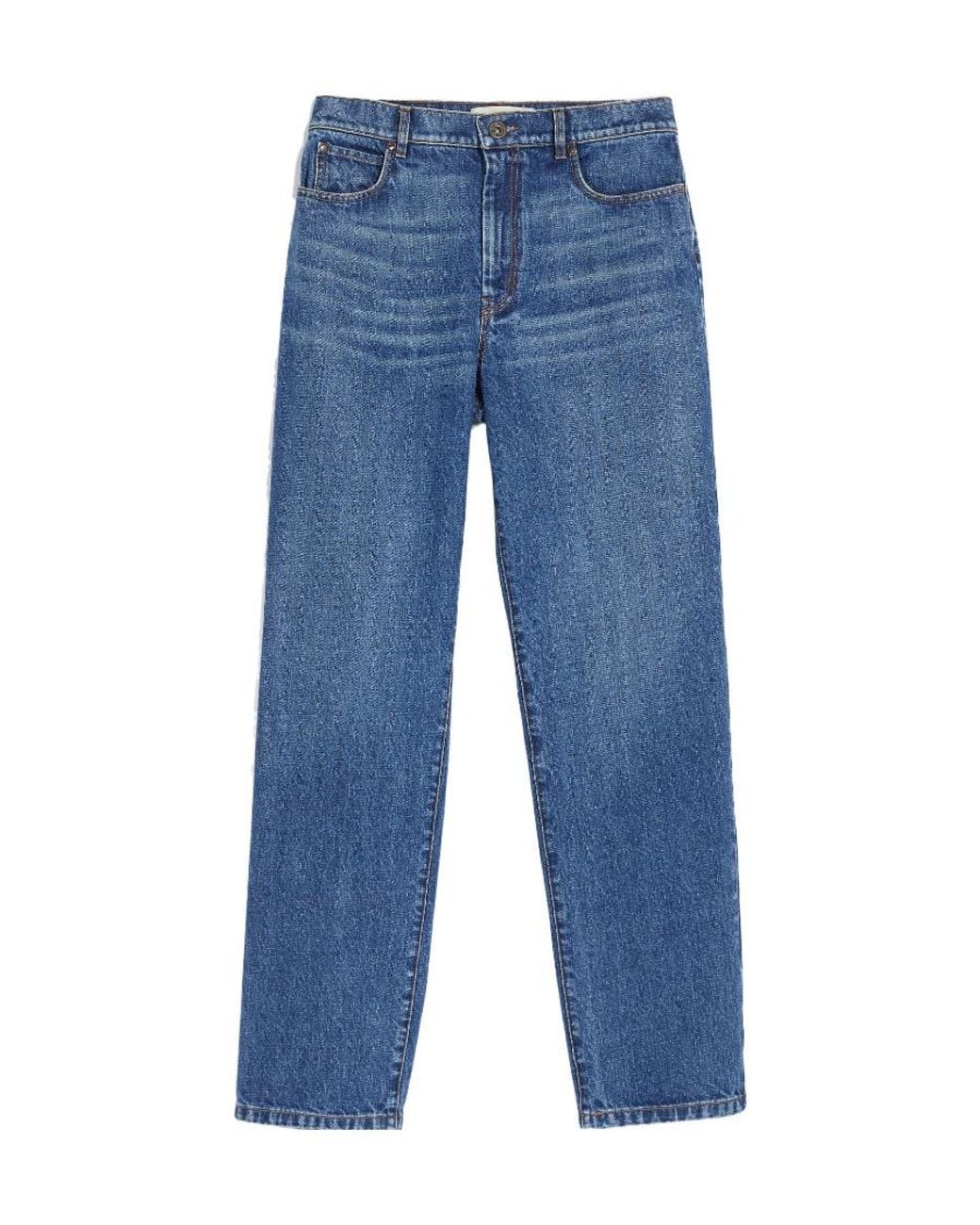 Weekend by Maxmara Blue Contrast-Stitch Straight Jeans