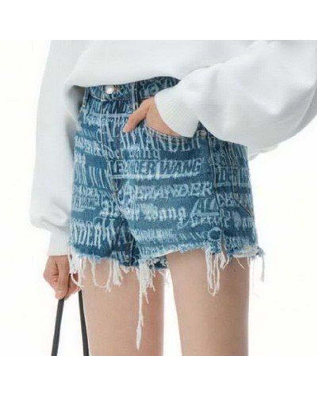 Alexander Wang Blue All-Over Logo Shorts