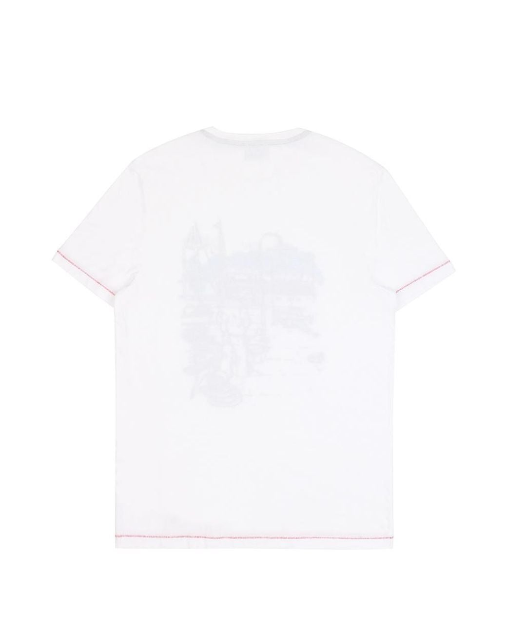 EA7 White Round Collar Logo T-Shirt for men