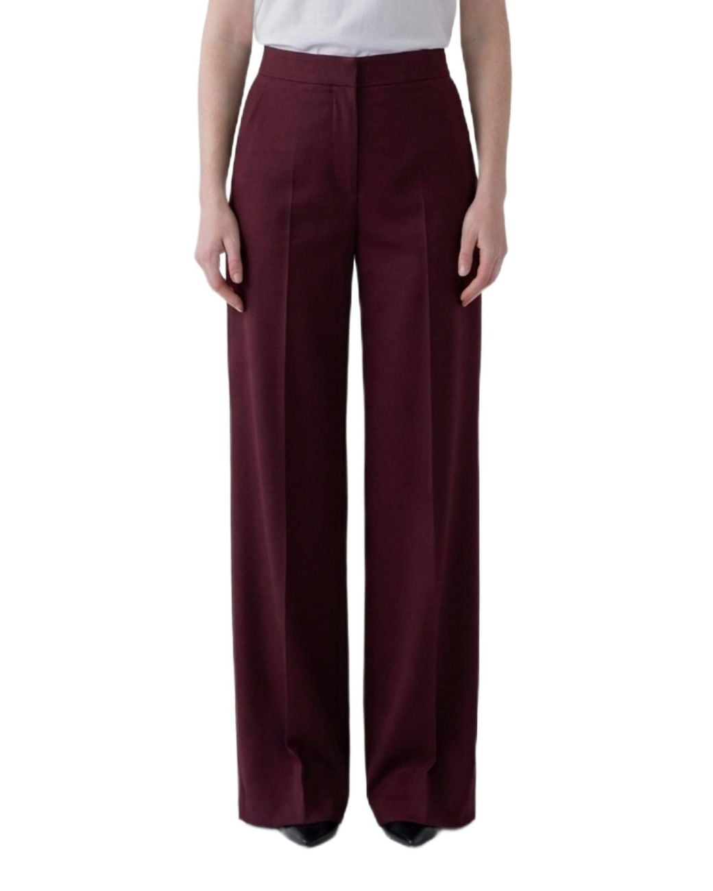 Max Mara Red Regular Pleated Pants