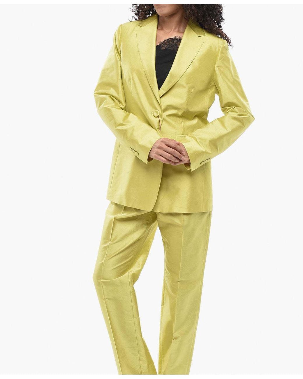 Max Mara Yellow Veranda Covered-Button Blazer