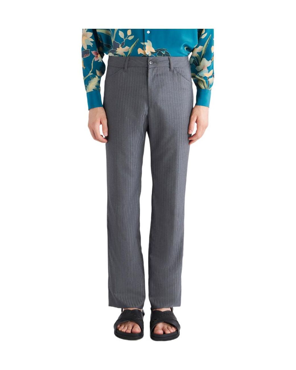 Etro Gray Straight Leg Tailored Pants for men