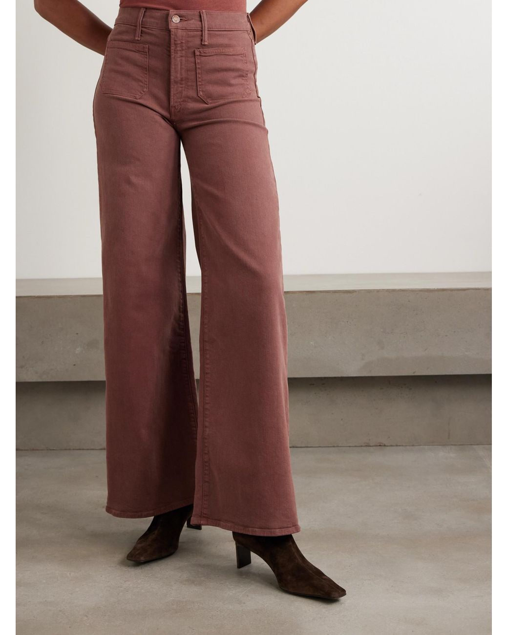 Mother Purple High-Rise Wide-Leg Jeans