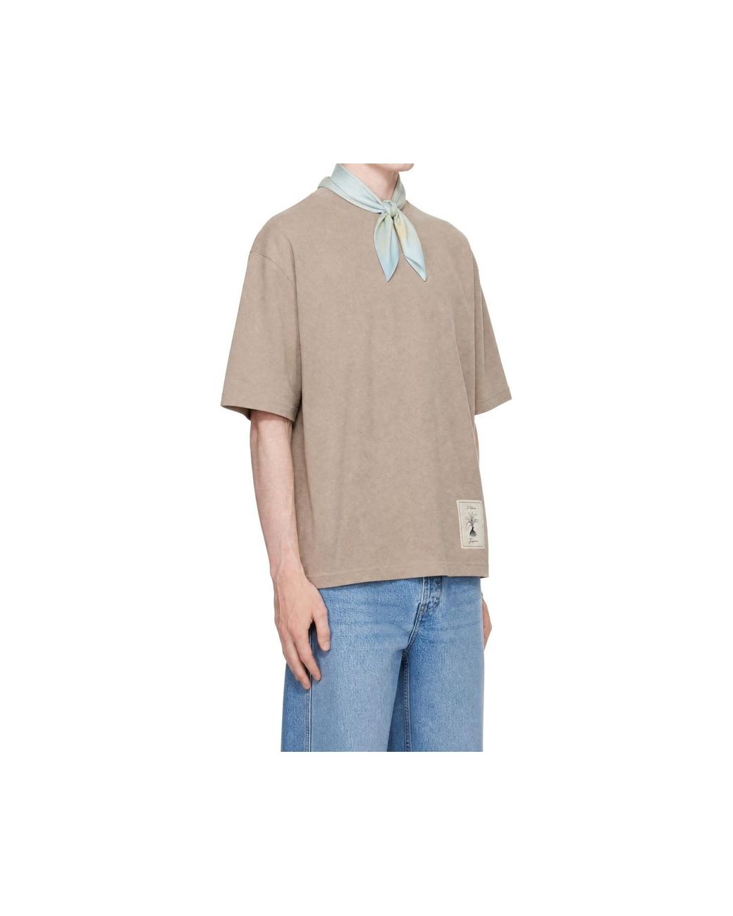 Jacquemus Blue Logo Patch Crewneck T-Shirt for men
