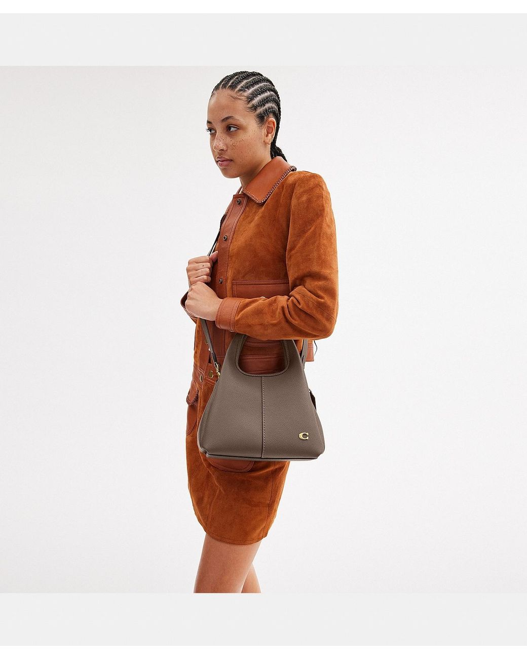 COACH Brown Lana Pebbled-Leather Tote Bag