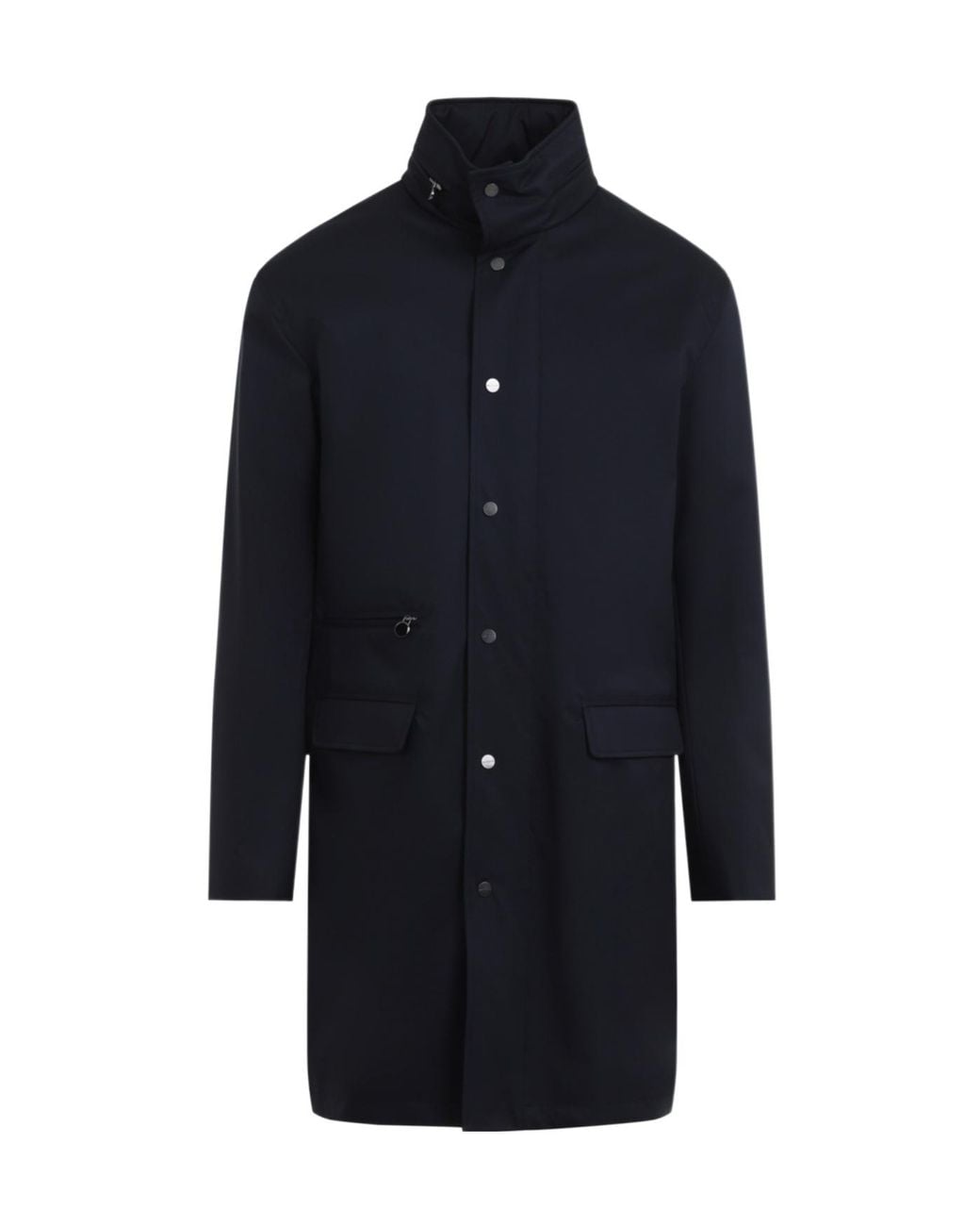 Kiton Blue Stand-Collar Button-Up Coat for men