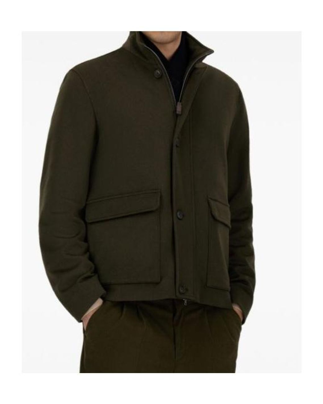 Herno Green High Neck Buttoned Jacket for men