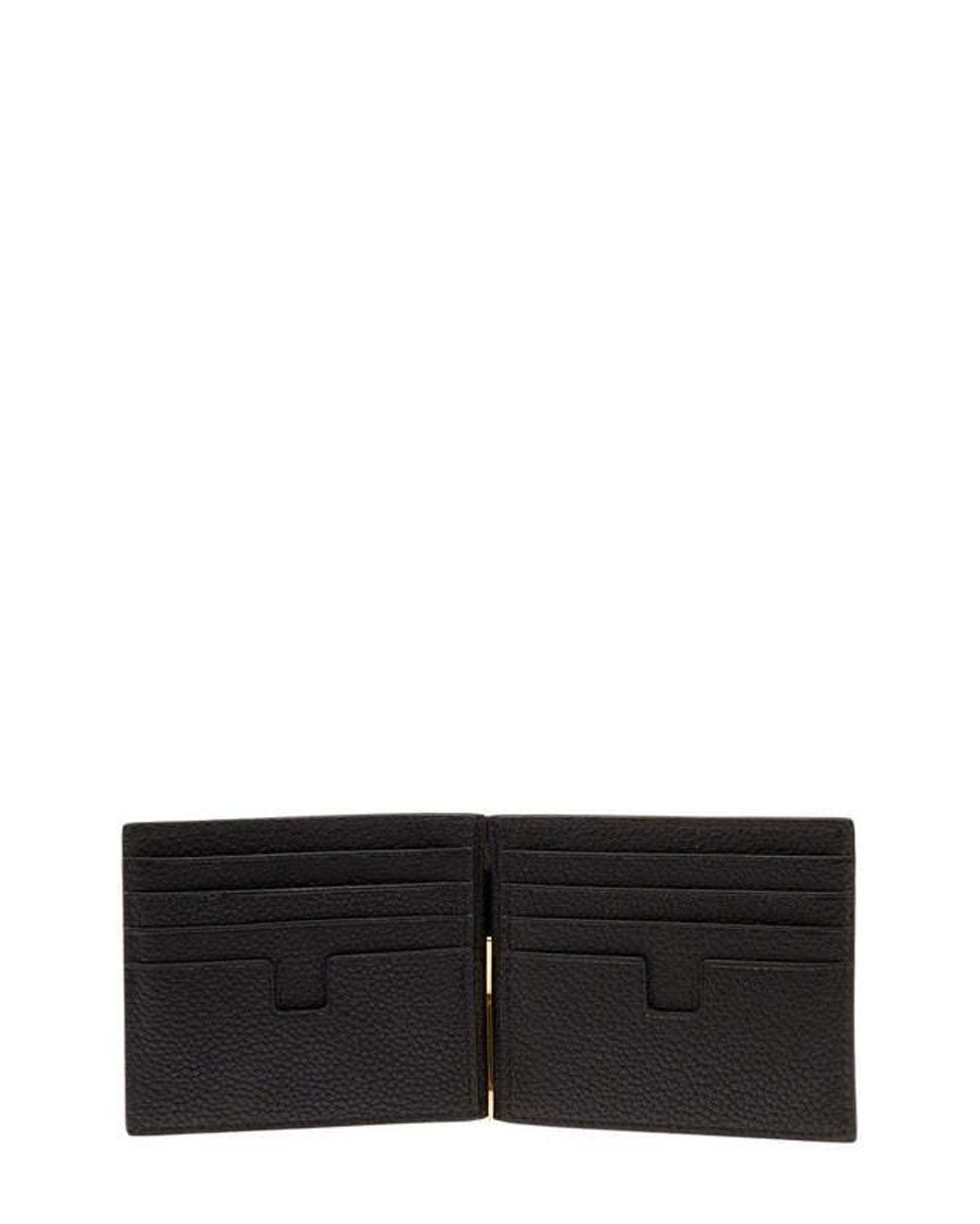 Tom Ford Black Logo Printed Bi-Fold Wallet for men