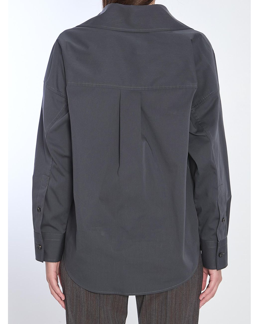 Bottega Veneta Gray Contrast Stitched Shirt