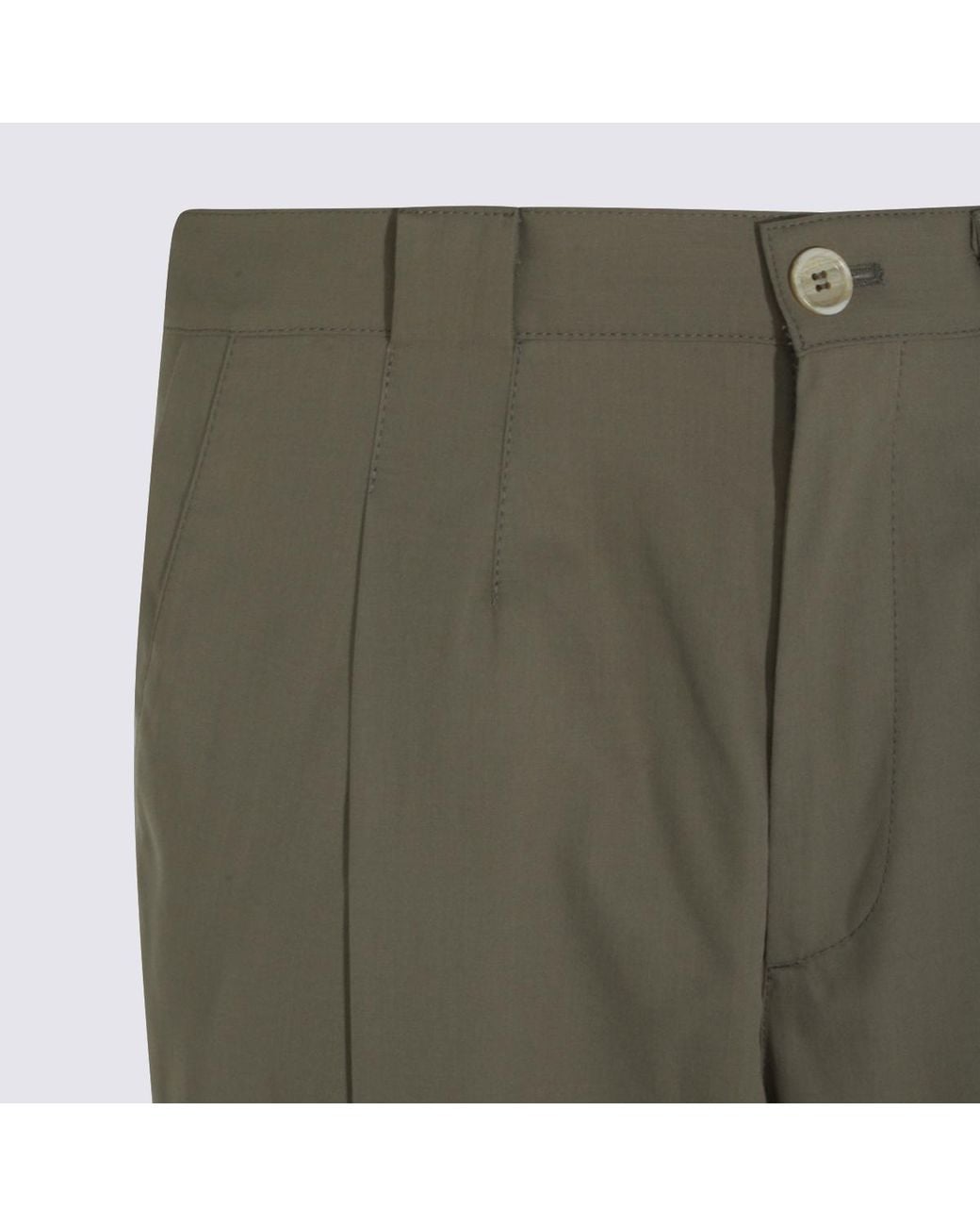 Brunello Cucinelli Green Pleated Chino Pants for men