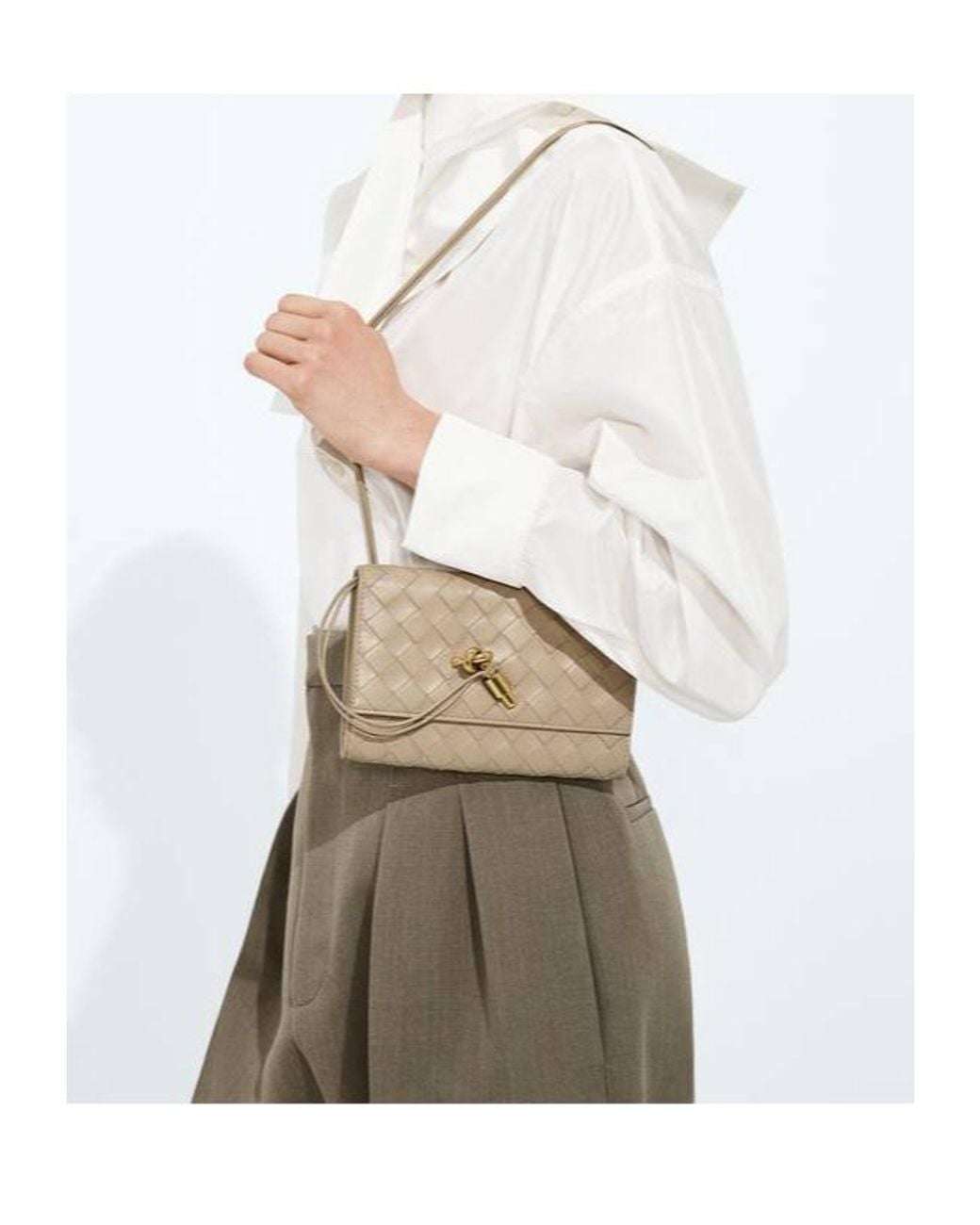 Bottega Veneta White Andiamo Pouch On Strap