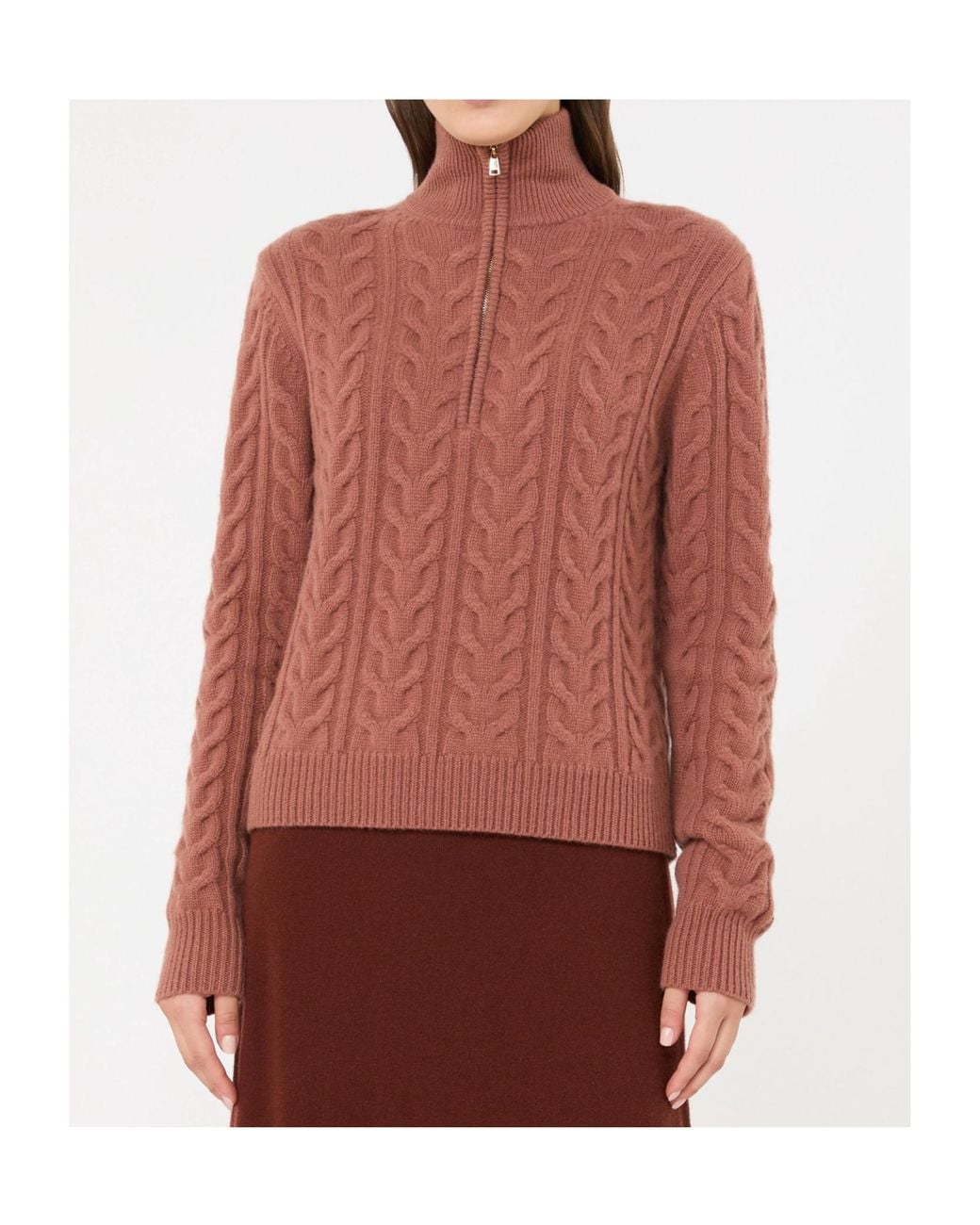 Max Mara Brown Cable-Knit Cashmere Yarn Sweater