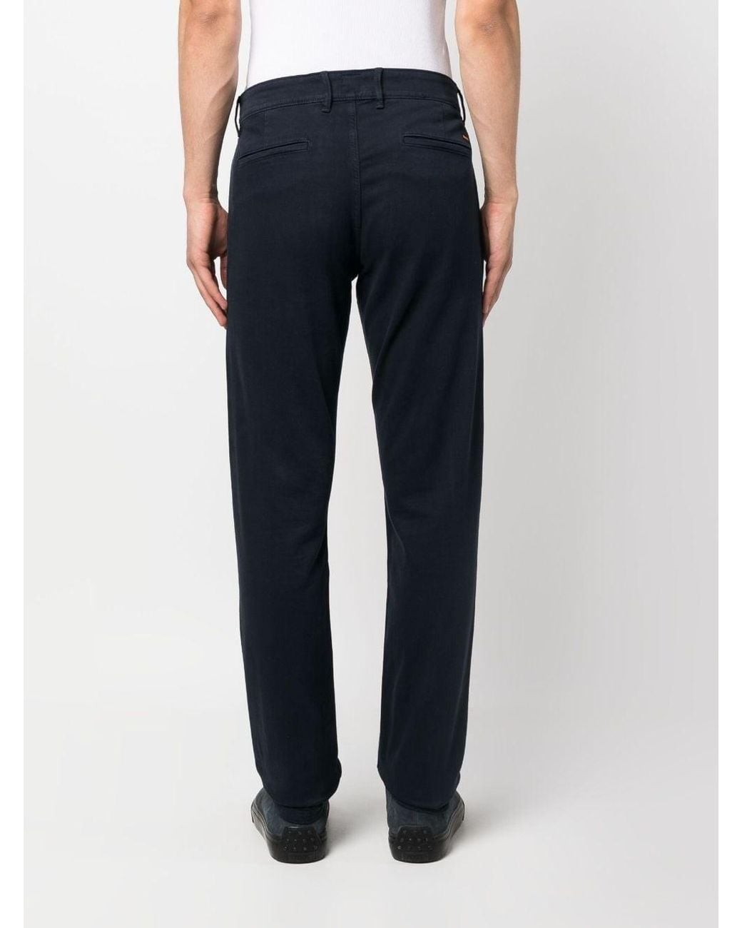 Boss Blue Mid-Rise Tapered-Leg Trousers for men