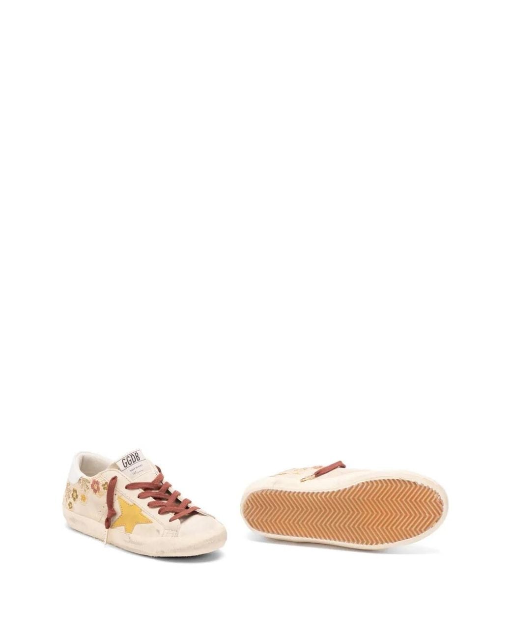 Golden Goose Deluxe Brand Pink Super Star Floral Embroidered Sneakers