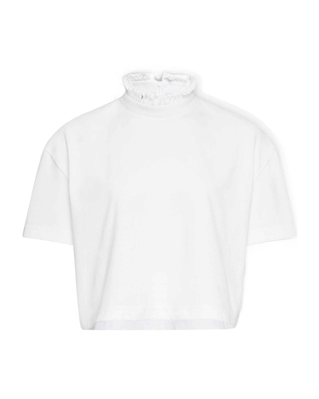 Alaïa White Alaïa High-Neck Cropped T-Shirt