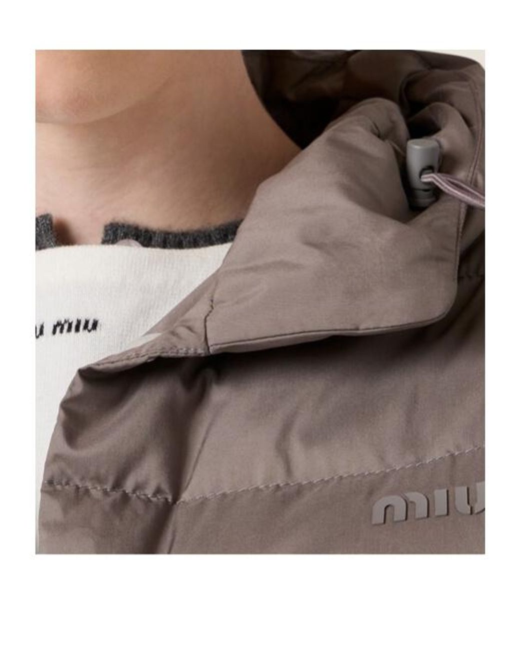 Miu Miu Brown Down Technical Pongé Puffer Jacket