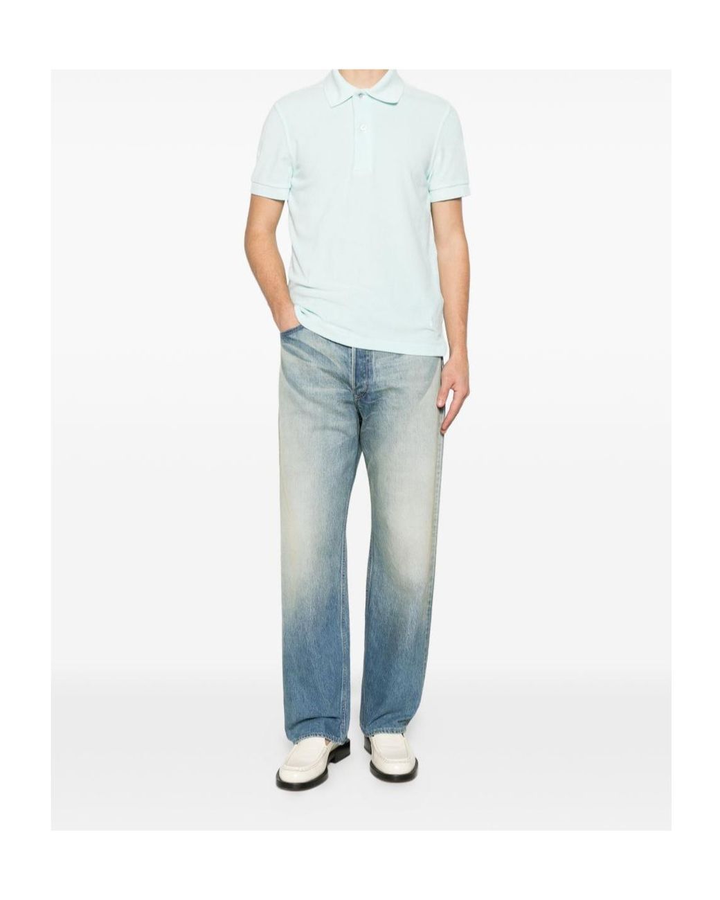 Tom Ford Blue Short Sleeved Towelling Polo Shirt for men