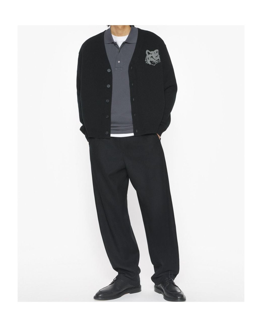Maison Kitsuné Black Maison Kitsuné Long Sleeve Buttoned Jumper for men