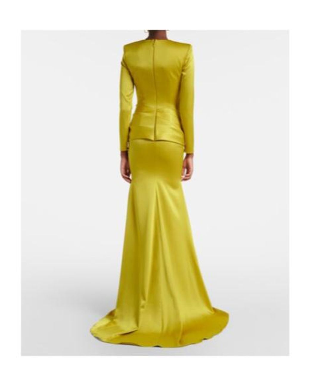 Alex Perry Yellow Draped Belt Satin Crepe Dress