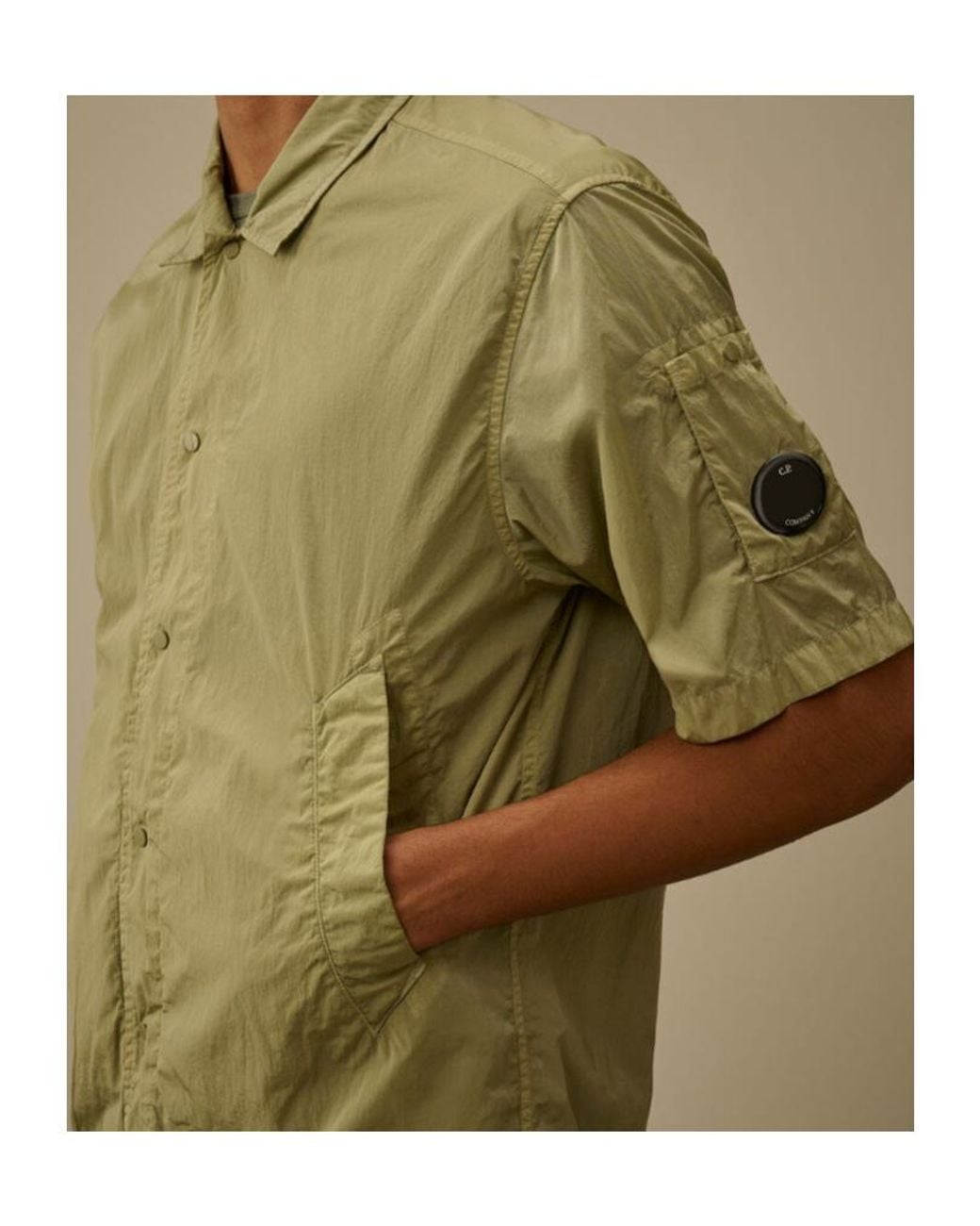 C P Company Green Chrome-R Drawstring Shirt for men