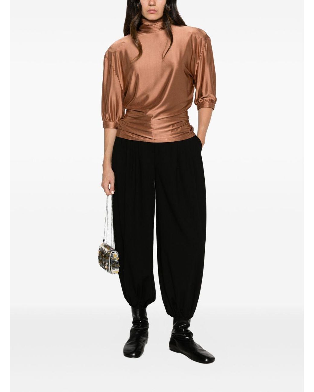 Rabanne Brown Rabanne High-Neck Blouse