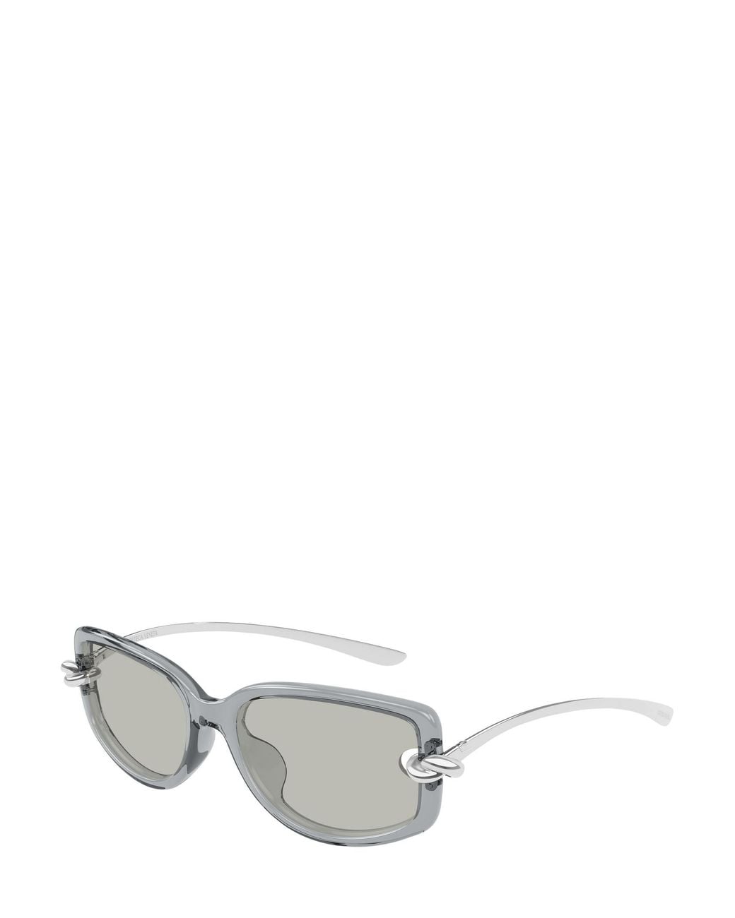Bottega Veneta White Eyewear Knot Rectangular Sunglasses