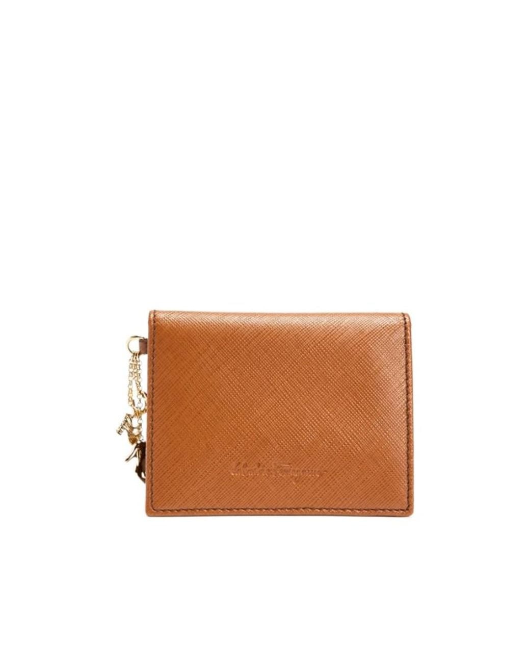 Ferragamo Brown Logo Double Fold Wallet