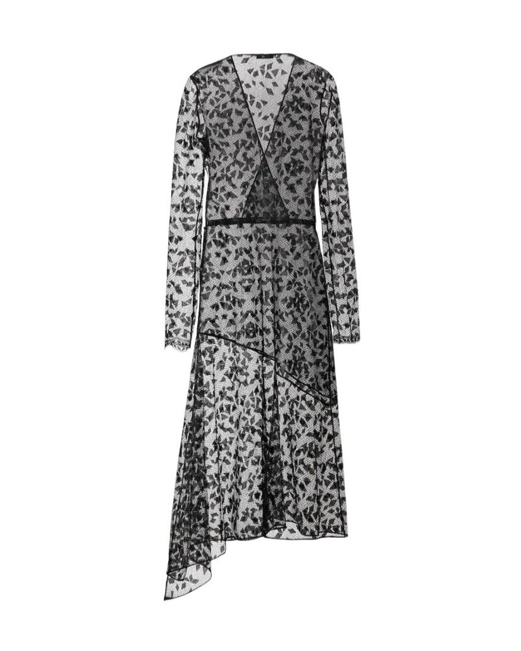 Fendi Gray Long Sleeved Mesh Midi Dress