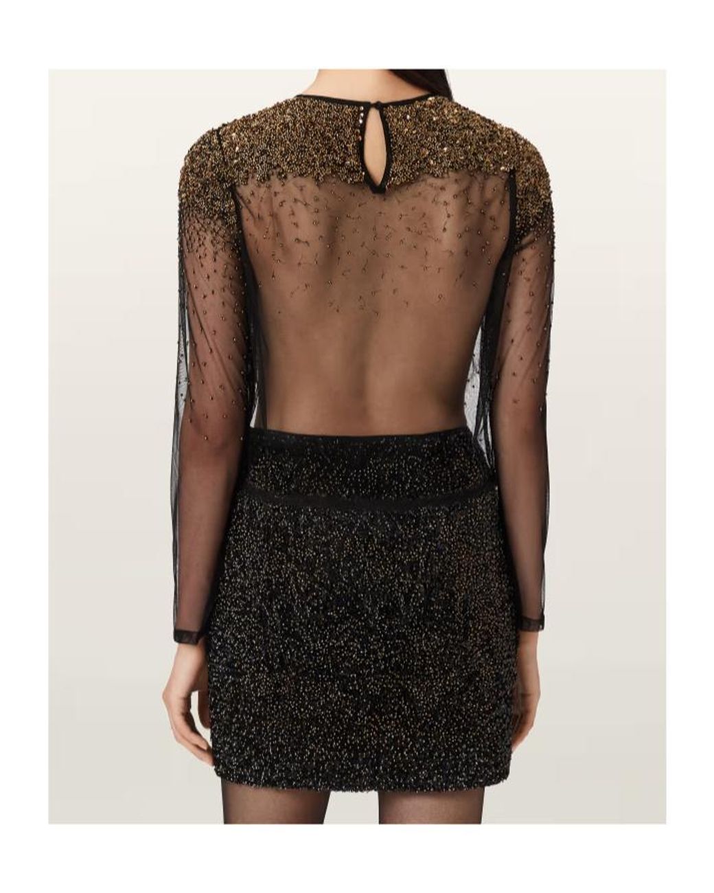 AllSaints Black Greta Butterfly Embellished Top