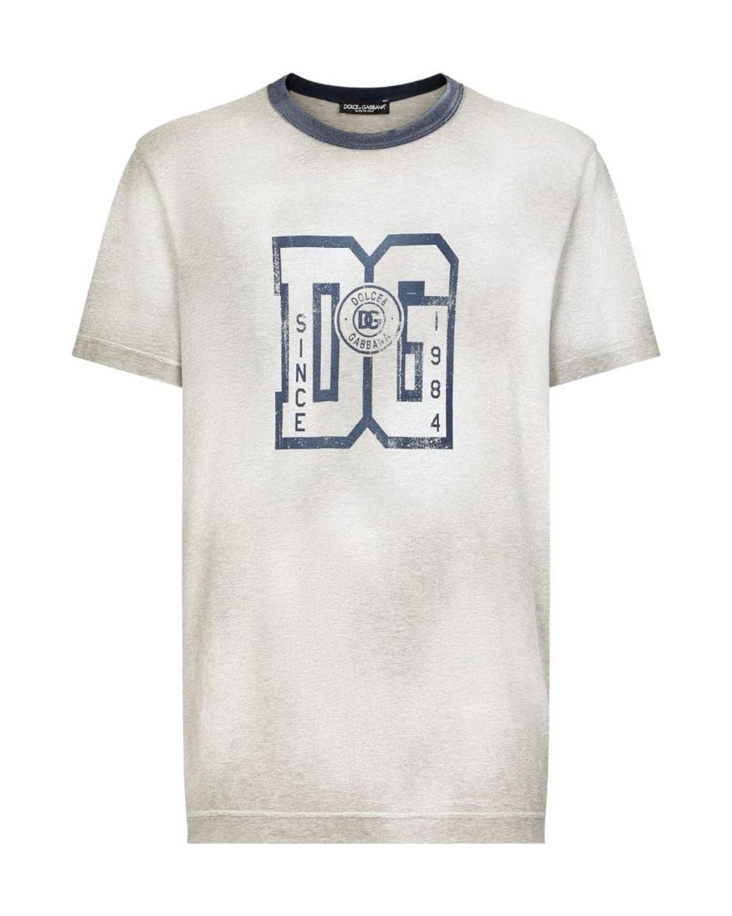 Dolce & Gabbana White Logo-Printed Short-Sleeved T-Shirt for men