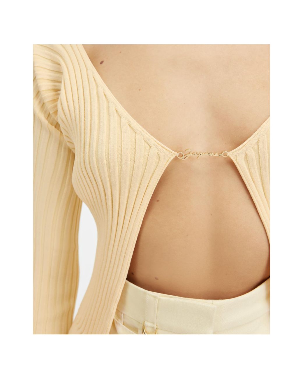 Jacquemus Natural Logo Plaque Long-Sleeved Cardigan