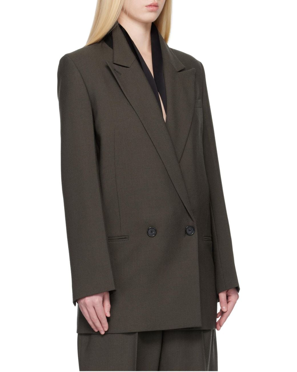 Totême Brown Totême Double-Breasted Peak-Lapel Blazer
