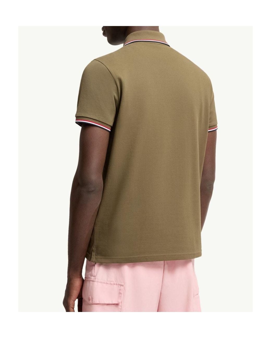 Moncler Green Tricolor-Trimmed Cotton Piquet Polo Shirt for men