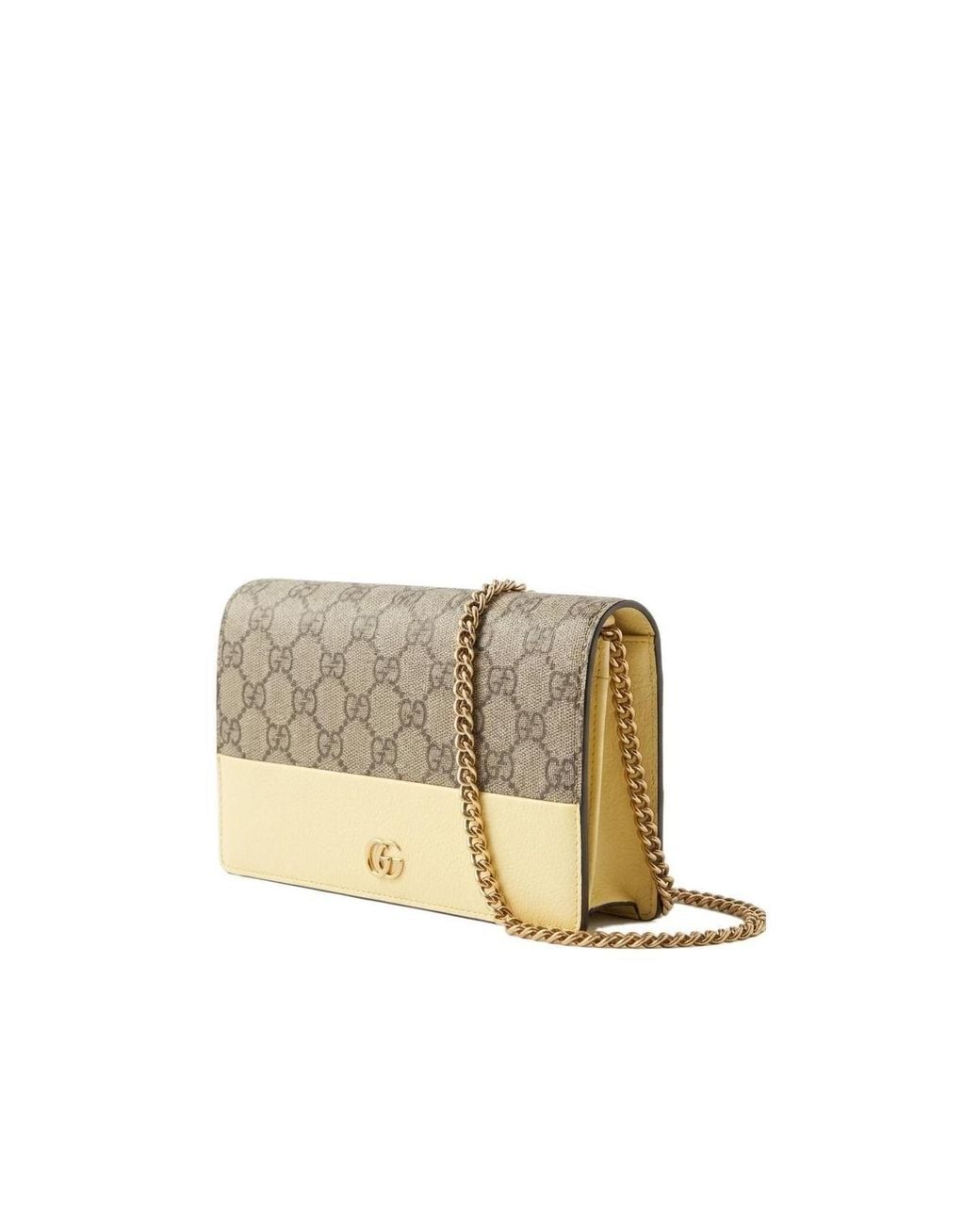 Gucci White Bi-Color Gg Marmont Wallet On Chain