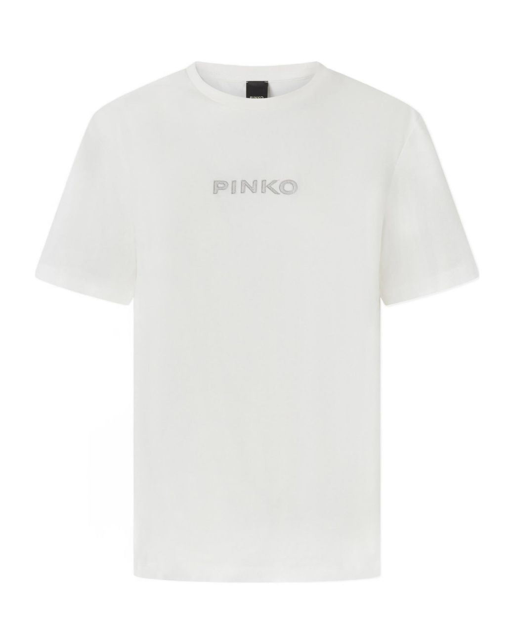 Pinko White Logo Embroidered Crewneck T-Shirt