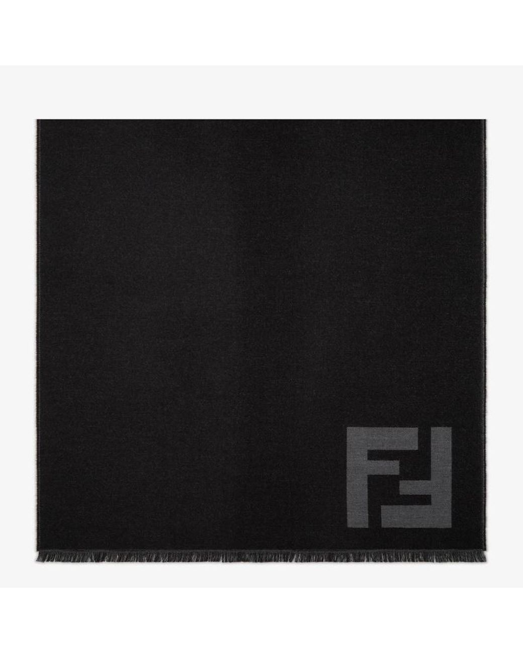 Fendi Black Ff Motif Fringed Scarf