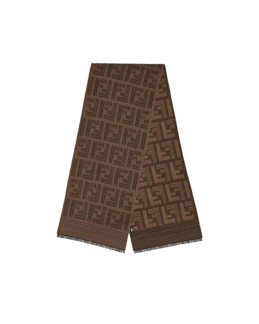 Fendi Brown Ff Monogrammed Scarf for men