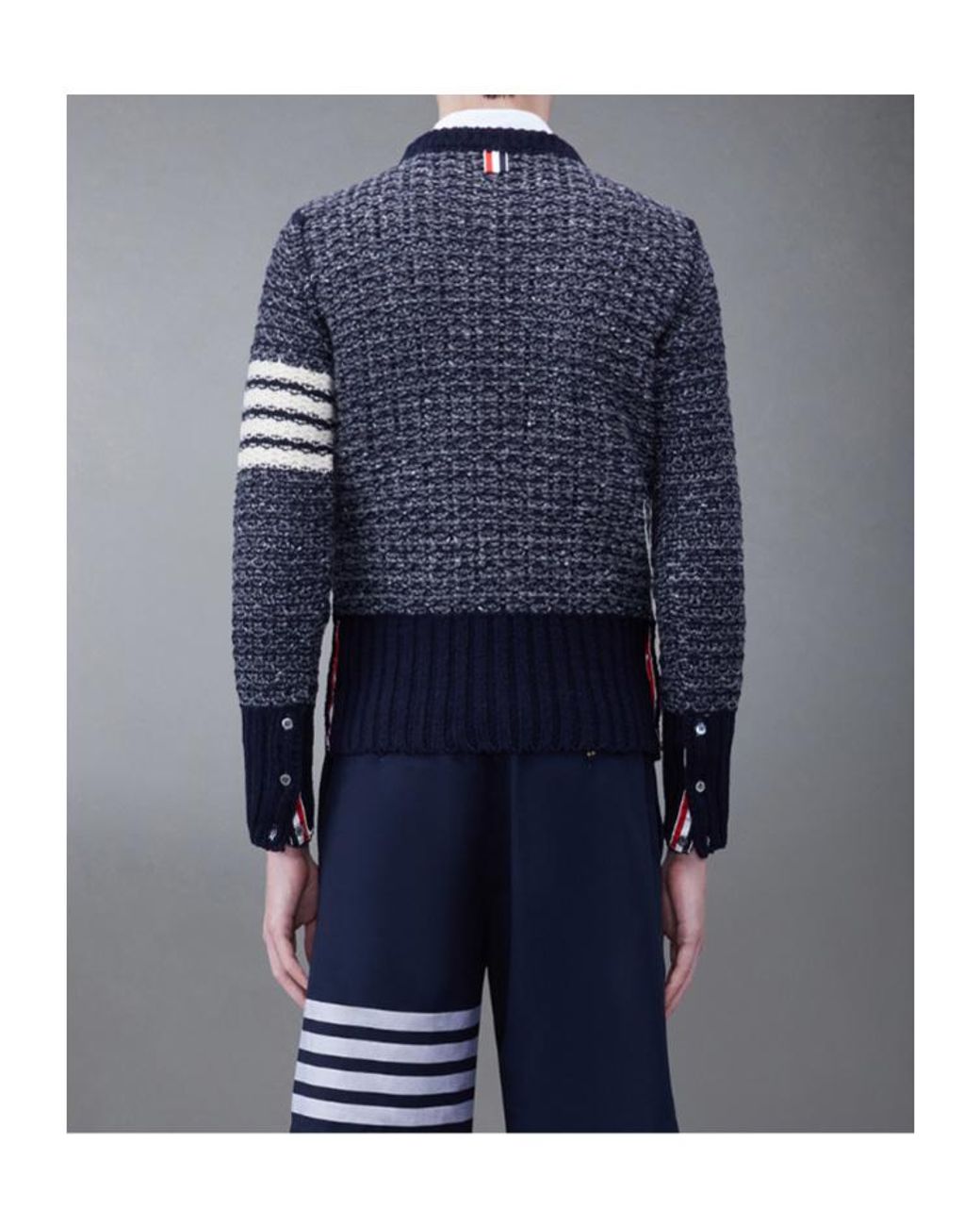 Thom Browne Blue Bar Mélange-Effect Jumper for men