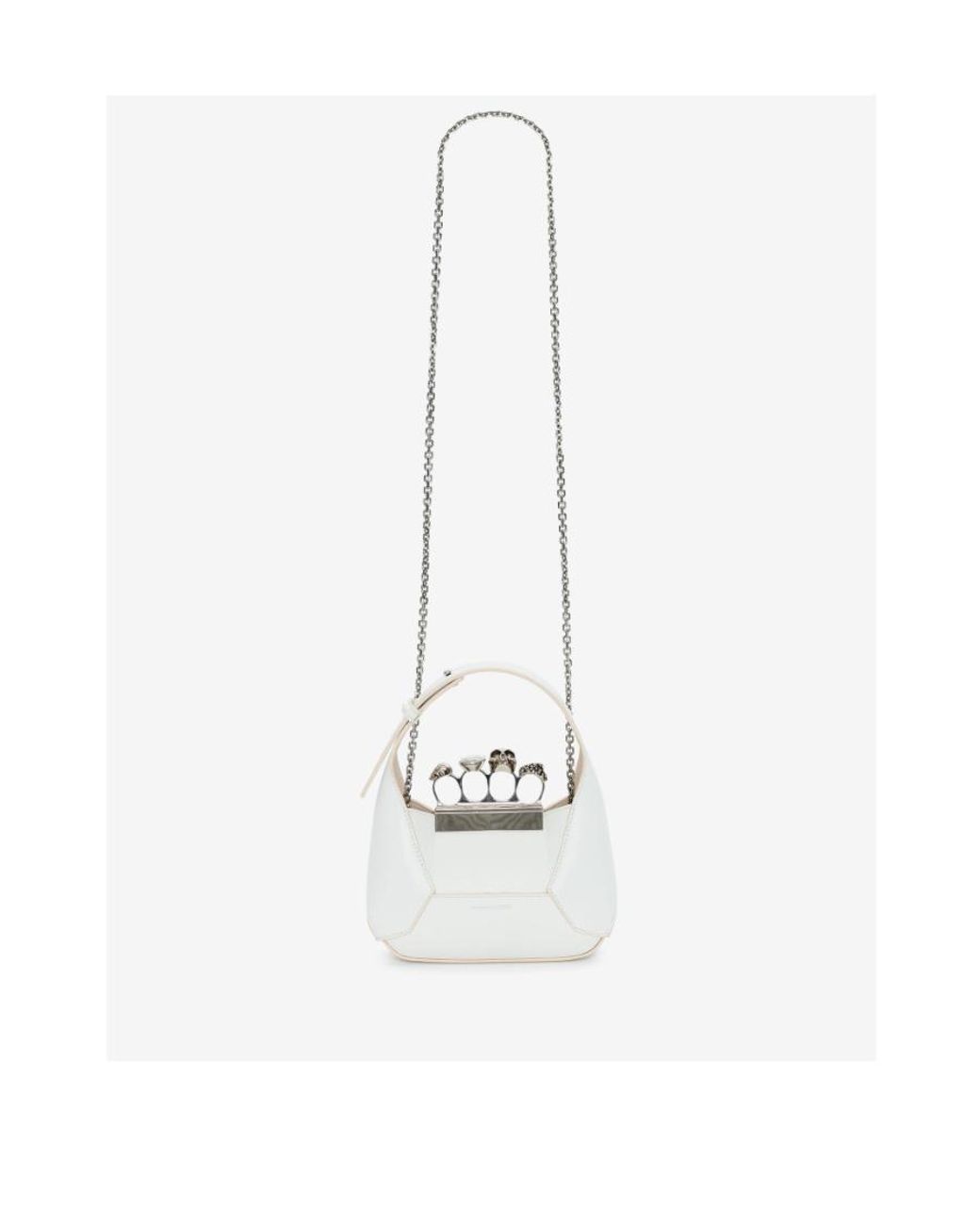 McQueen Gray Jewelled Mini Shoulder Bag
